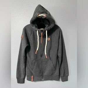 NAKETANO The Poet’s Choice Hoodie Sweatshirt Gray. Sz MED Super Soft Leather EUC